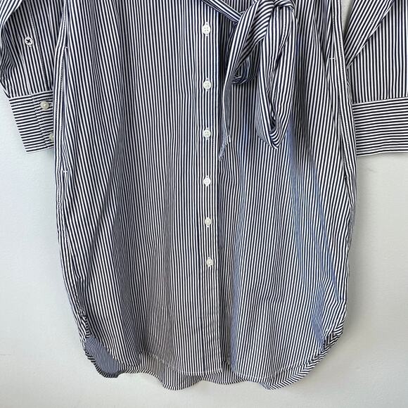 J. Crew Classic-fit Crisp Cotton Poplin Shirtdress Blue Striped Old Money Size 0 - Picture 6 of 12